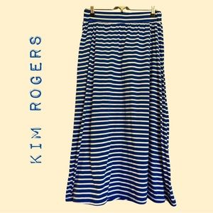 KIM ROGERS Long Skirt - Kelly Blue w White Strips - Not Faded Vibrant Colors VTG